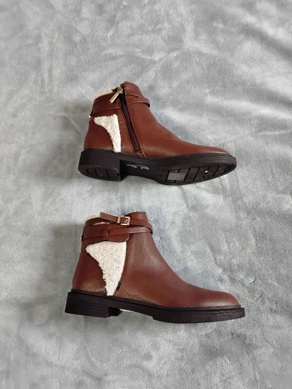 Kenneth Cole Reaction Brown Faux-Shearling Ankle Booties